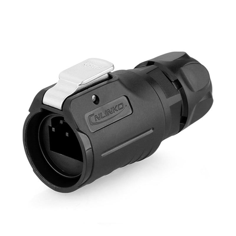 CNLINKO LP-16 RJ45 Connectors, 8P8C Dual Port Connector,Circular Connector for Network Connections, Male Plug and Female Plug IP67 Waterproof Connector M16 (RJ45 in-Line Set) - Image 3
